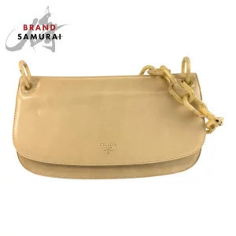 Prada beige leather shoulder bag